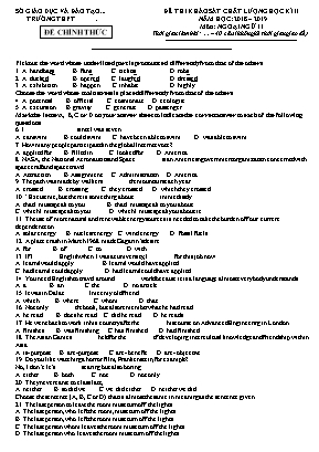 Đề thi khảo sát chất lượng học kỳ II môn tiếng Anh Lớp 11 - Năm học 2018-2019 (Có đáp án)